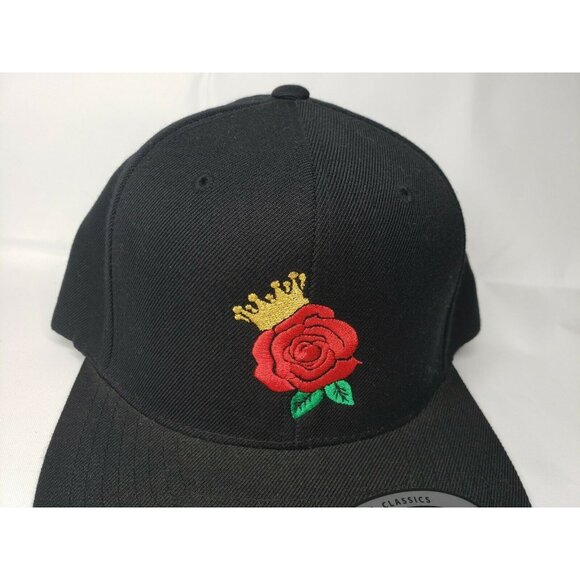 The Classics Yupoong Rose with Gold Crown Snapback Hat – Black Embroidered Acryl - Picture 3 of 9